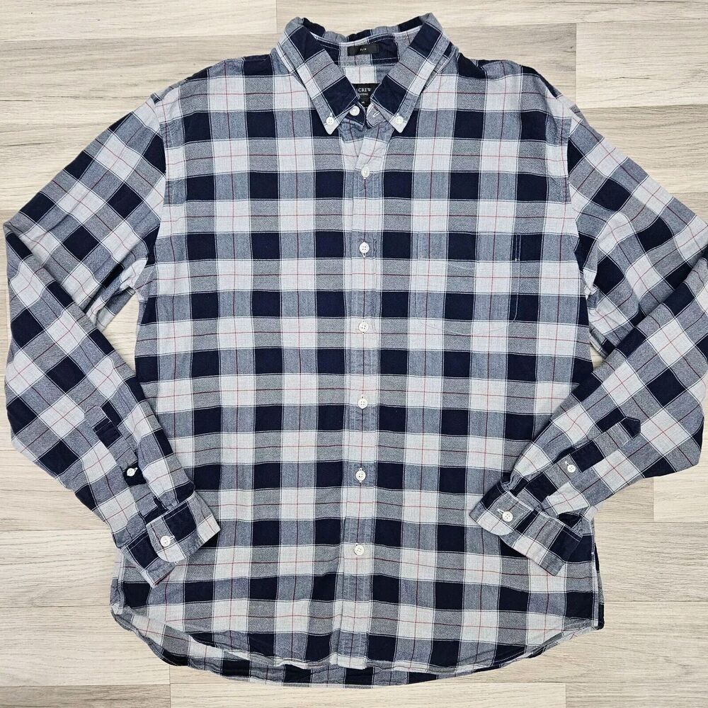 J. Crew Mens Blue Plaid Oxford Slim Longsleeve Button Up Shirt XL
